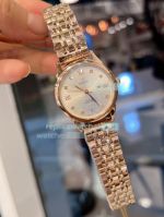 Omega Replica Ladies Watch White Dial Yellow Gold Bezel Yellow Gold Strap 32mm
